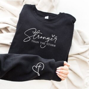 Stronger than the Storm ... Heart Black Sweater