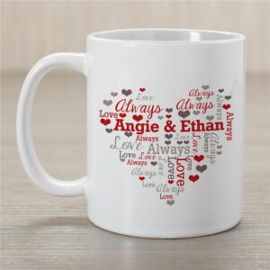 Personalised Heart text Valentine Mug