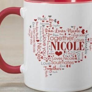 Personalised Valentine Mug with Heart words