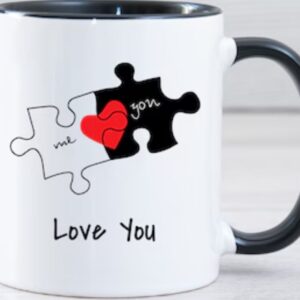 Me You Puzzle Mug with Black handle and inside