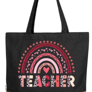 Rainbow Teacher Black Tote Bag