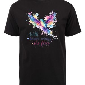 With Brave Wings She Flies Black T-shirt
