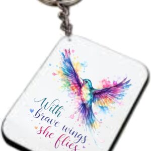 With Brave Wings She Flies Keyring