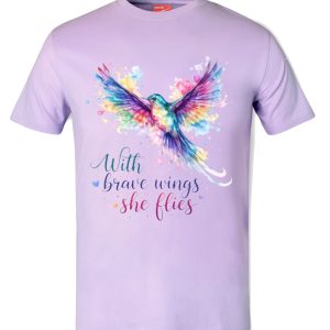 With Brave Wings She Flies Lilac T-shirt