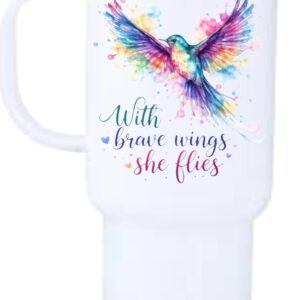 With Brave Wings She Flies Travel Mug