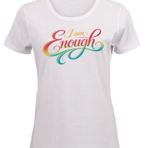 I am Enough White Ladies Fitted T-shirt