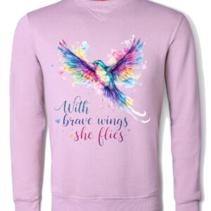 With Brave Wings She Flies Light Lilac Sweater